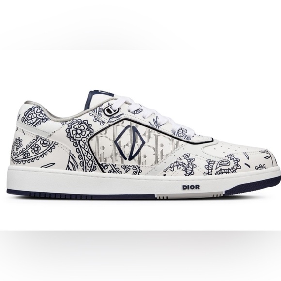 Christian Dior B27 White Navy Galaxy Paisley Calf leather Oblique sneakers NWT - Picture 1 of 8